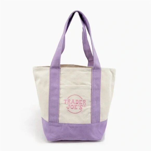 SUPER CUTE Trader Joe's Spring Limited Edition Mini Tote Bag - PURPLE! - Picture 1 of 7